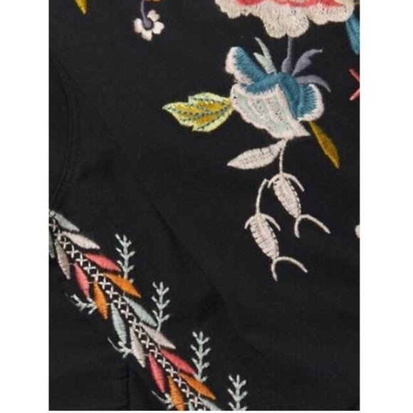 Johnny Was Ceretti Relaxed Tee Special Flower Black Floral Bird Cotton Shirt NEW - Picture 7 of 7